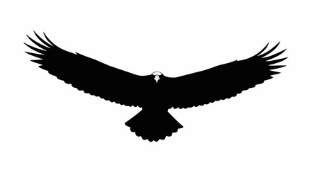 Flying Eagle with Open Wings Vector &ndash; Silhouette for Wildlife, Freedom, and Power Symbol Concepts