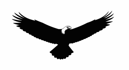 Flying Eagle with Open Wings Vector &ndash; Silhouette for Wildlife, Freedom, and Power Symbol Concepts