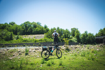 bicycles in nature by the river