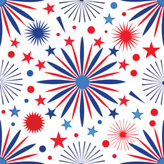 a red, white and blue fireworks pattern.