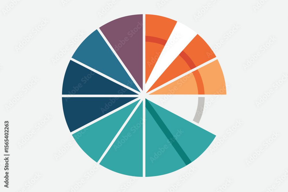 Poster colorful abstract pie chart diagram demonstrating data visualization and business analysis concepts 