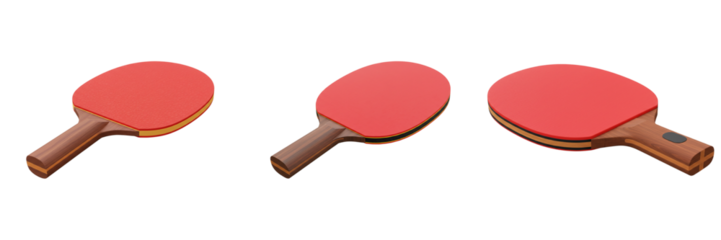 Table Tennis Rackets: a collection of three professional table tennis rackets on display, perfectly arranged to highlight their sleek design and sporting purpose.