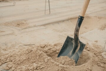 Shovel Sand Construction Site With