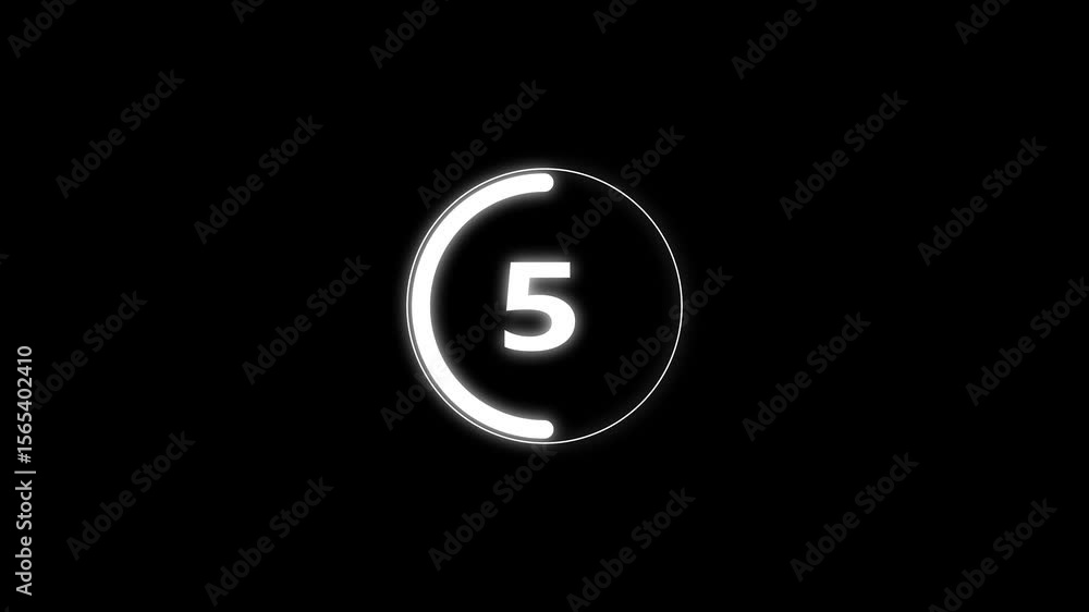 Fototapete circle countdown timer one minute animation from 10 to 0 second animation on black background with a