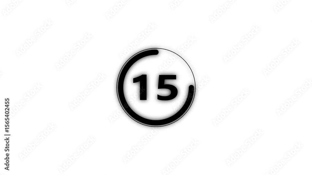 Fototapete circle countdown timer one minute animation from 20 to 0 second animation on black background with a