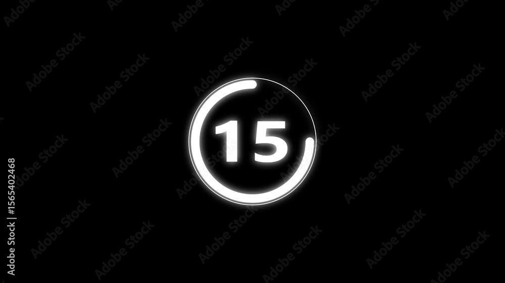 Fototapete circle countdown timer one minute animation from 20 to 0 second animation on black background with a