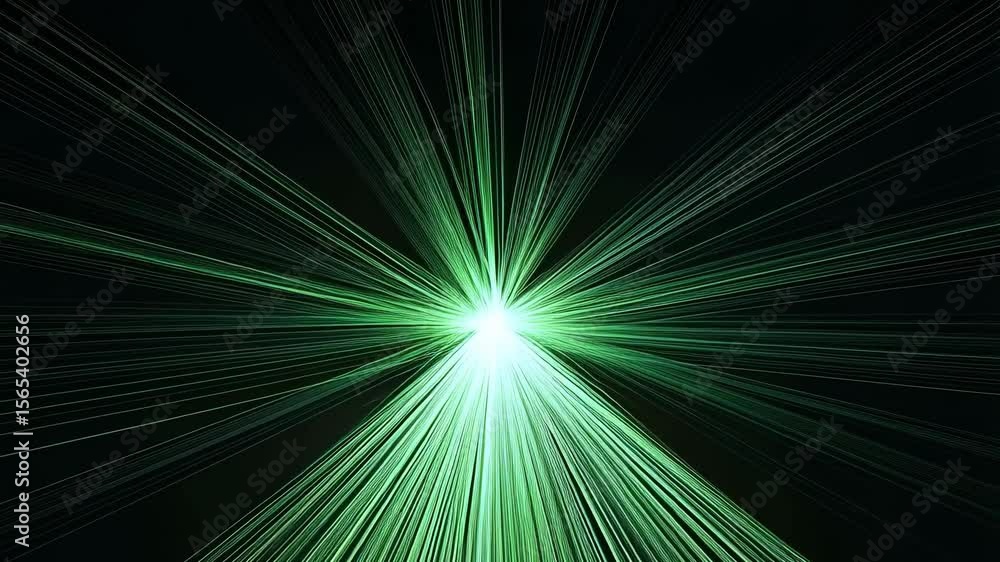 Aufkleber a green light burst background with abstract laser rays converging to a center point - high-energy b