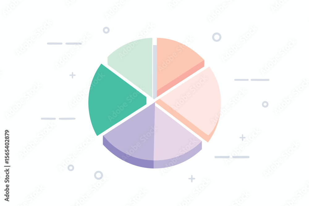 Poster colorful and modern pie chart depicting business data and percentage allocation for effective visual