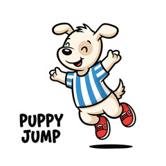 Cartoon Playful Puppy Character Mascot Jumping With Joy Illustration