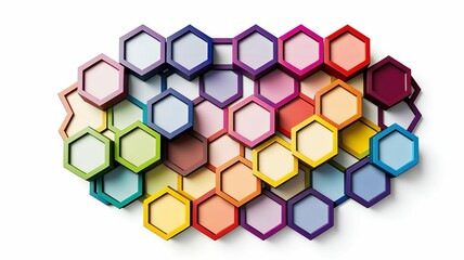 Colorful geometric hexagonal pattern abstract design bright colors white background