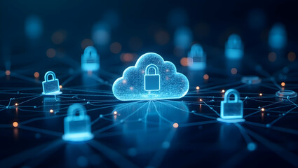 Advanced Cybersecurity in Cloud Computing: Secure Data Protocols & Resilient Networks for Modern Enterprises - Photo Stock Concept with Left Space