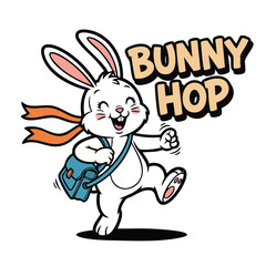 Cartoon Handdrawn Bunny Hop Character Animal Illustration for Kids Design