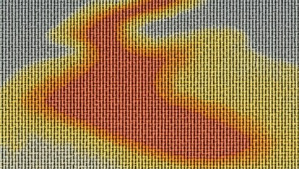 Abstract woven texture with gradient from gray to yellow to red in a vertical pattern design