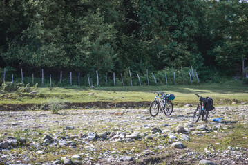 bicycles in nature by the river