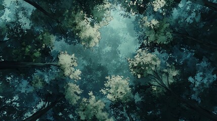 Fototapeta premium A stunning aerial view capturing the vibrant green canopy of a dense forest ecosystem