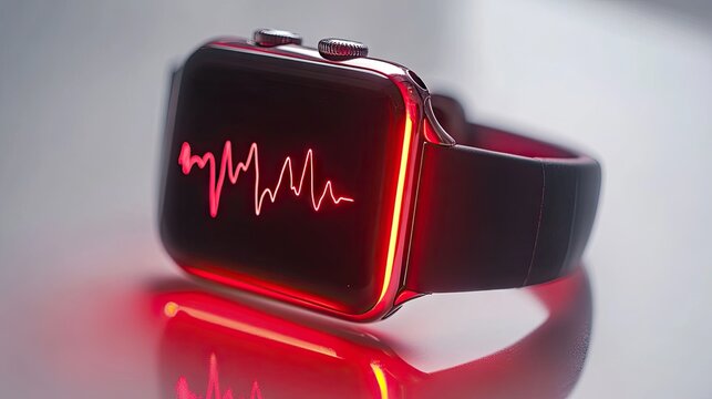 Modern smartwatch displaying a heart rate monitor.