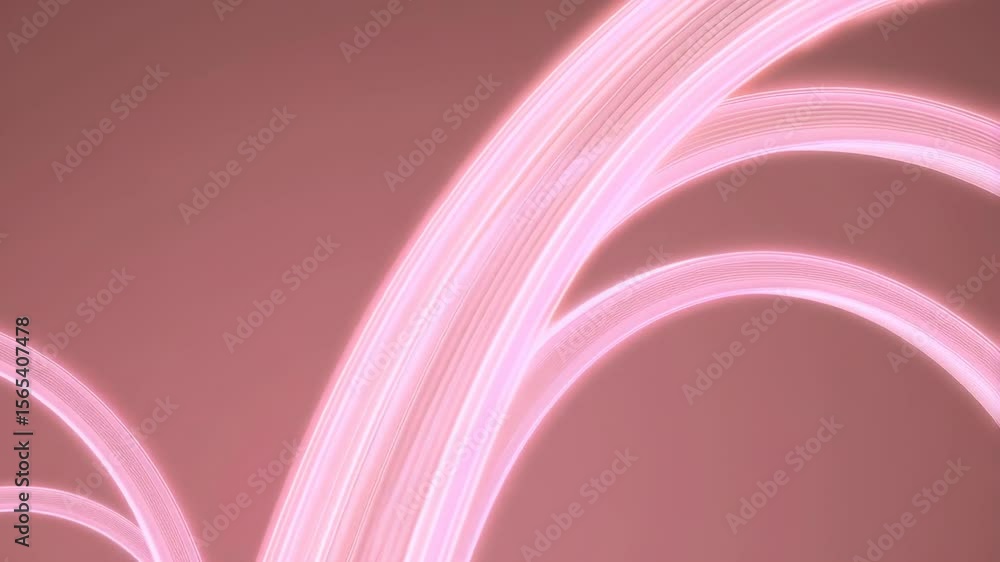 Poster a modern glowing pink 3d abstract background with curved light arches and smooth motion - digital ba