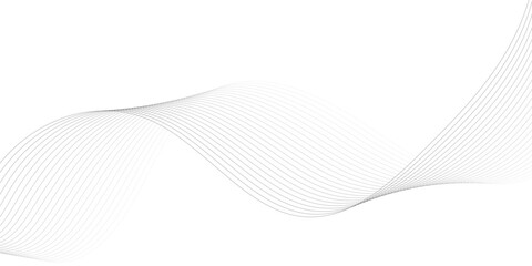 Abstract wave element for design. Digital frequency track equalizer. Stylized line art background. Vector illustration. Wave with lines created using blend tool. Curved wavy line, smooth stripe. 