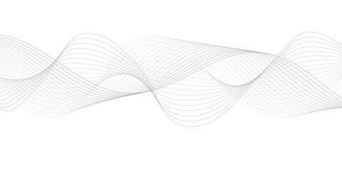 Abstract wave element for design. Digital frequency track equalizer. Stylized line art background. Vector illustration. Wave with lines created using blend tool. Curved wavy line, smooth stripe. 