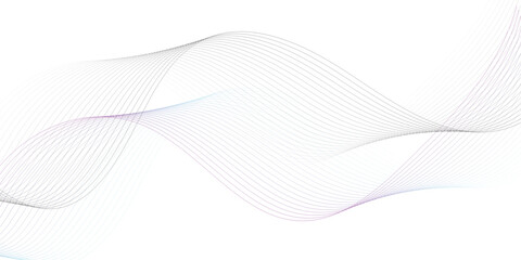 Abstract wave element for design. Digital frequency track equalizer. Stylized line art background. Vector illustration. Wave with lines created using blend tool. Curved wavy line, smooth stripe. 