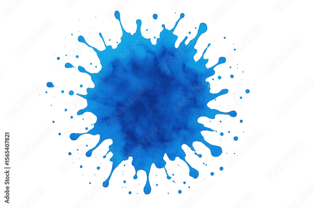Poster vibrant blue watercolor splash creating an artistic and dynamic effect on a transparent background