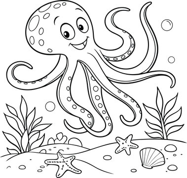 Cute Ocean Animals Coloring Pages for Kids &ndash; Printable Sea Life Activity

