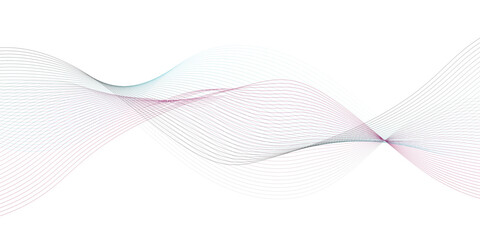Abstract wave element for design. Digital frequency track equalizer. Stylized line art background. Vector illustration. Wave with lines created using blend tool. Curved wavy line, smooth stripe.