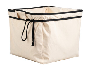 Canvas Collapsible Laundry Basket with Drawstring Closure, isolated on transparent background