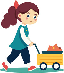 little girl with shopping cart, girl with cart