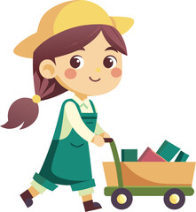 little girl with shopping cart, girl with cart