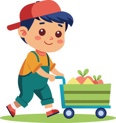 Boy with shopping cart