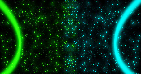 Eclipse between two planets with star particles, dust floating around bg. Black overlay asset for vfx conceptual for space galaxy cosmos recreation. Space wallpaper planet sunrise majestic bg.