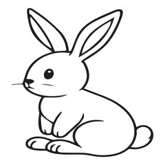 A cute bunny is sitting isolated on white background