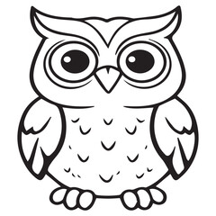 Cute owl cartoon isolated on white background