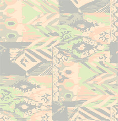 Ikat, Adras - seamless ethnic pattern. Uzbekistan, Tajikistan, Boho, Asia. Vector Illustration for greeting cards, printing for textile design, wallpaper, surface textures