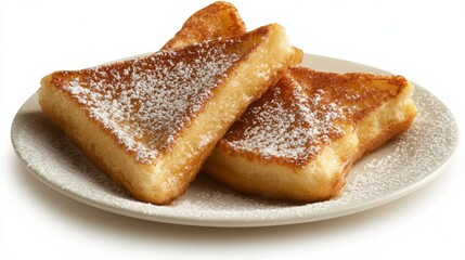 High-quality isolated image of a plate of French toast, placed on a pure white background, perfect for breakfast menus and promotions