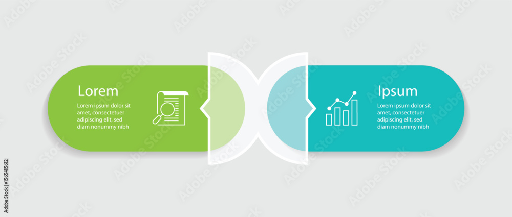 Poster 2 step design infographic template. vector diagram information with paper style and icons suitable f