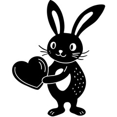 Obraz premium Cute bunny with heart Icon Romantic Love Symbols, Hearts, Cupid, Gifts & Celebration Graphics