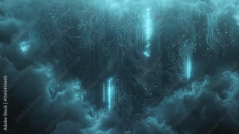 Poster a computer generated image of a city with a blue sky and a few clouds