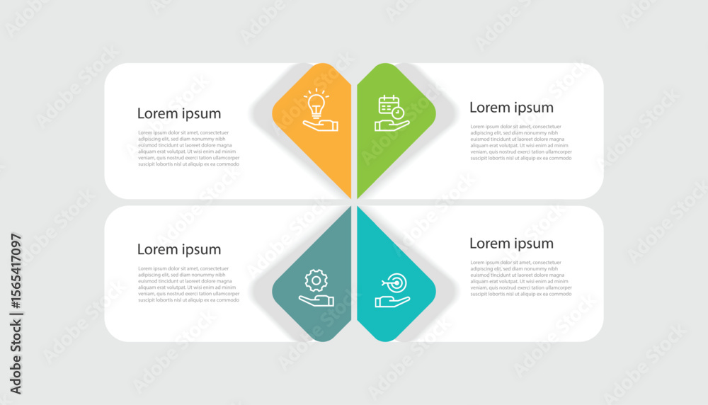 Poster 4 step design infographic template. vector diagram information with paper style and icons suitable f