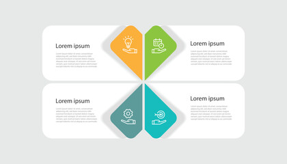 4 step design infographic template. Vector diagram information with paper style and icons suitable for workflow, business information and web presentation.