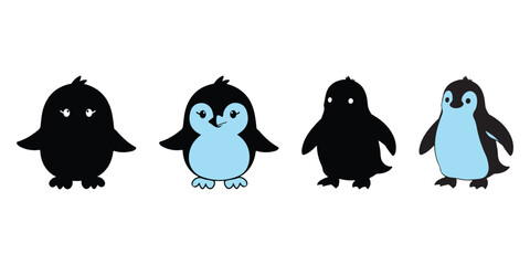 Isolated on white background, penguin vector icon child cartoon character illustration symbol graphic doodle