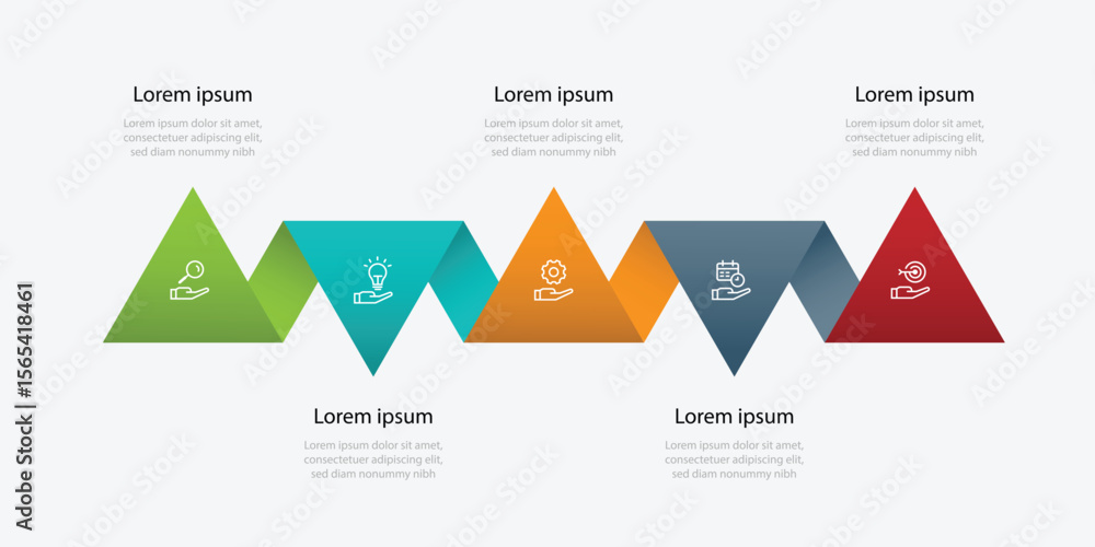 Poster 5 step design infographic template. vector diagram information with paper style and icons suitable f