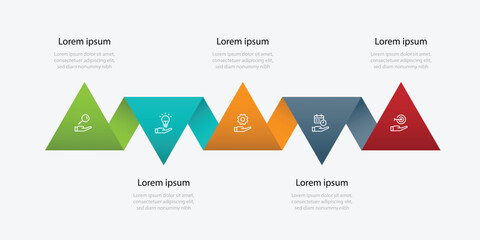 5 step design infographic template. Vector diagram information with paper style and icons suitable for workflow, business information and web presentation.