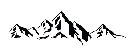 Fototapeta premium Black and White Stylized Mountain Range Illustration Three Peaks Jagged Silhouette Graphic
