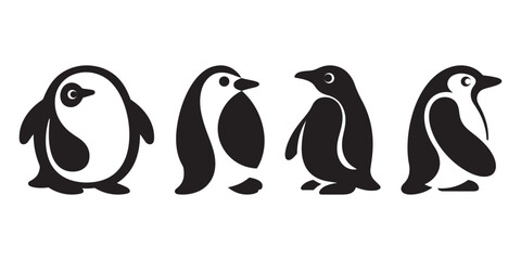 Fototapeta premium Isolated on white background, penguin vector icon child cartoon character illustration symbol graphic doodle