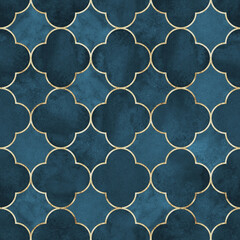Watercolor gothic style clover leaf seamless pattern