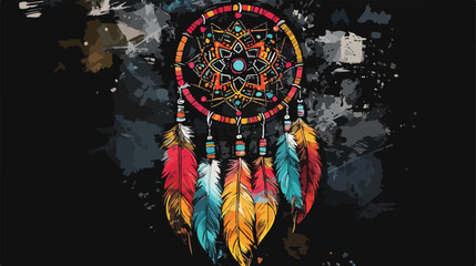 Boho Style Ornamental Dream Catcher with Ethnic Design