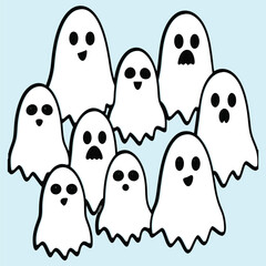 Halloween Party Ghost Icons – Playful and Fun