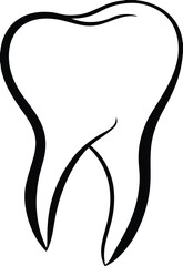 Black Outline Drawing of a Single Human Tooth Icon teeth dental